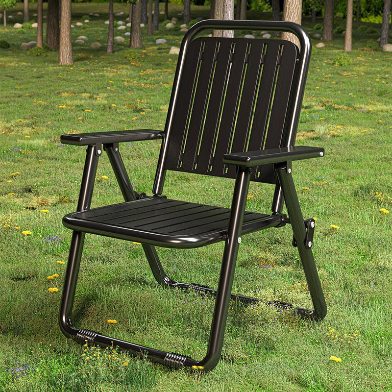 Black Portable Folding Chair - Outdoor Beach and Camping Recliner V888-ELOSUNG18322
