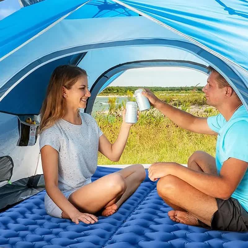 Green Portable Outdoor Inflatable Mat - Foot-Operated Camping Sleeping Pad V888-ELOSUNG18323