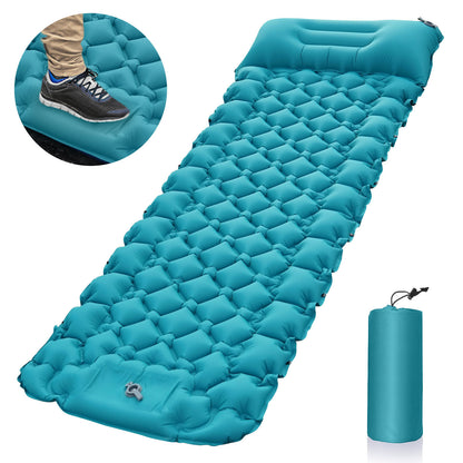 Peacock blue Portable Outdoor Inflatable Mat - Foot-Operated Camping Sleeping Pad V888-ELOSUNG18326