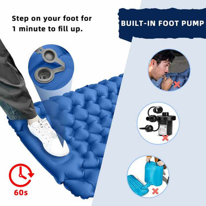Peacock blue Portable Outdoor Inflatable Mat - Foot-Operated Camping Sleeping Pad V888-ELOSUNG18326
