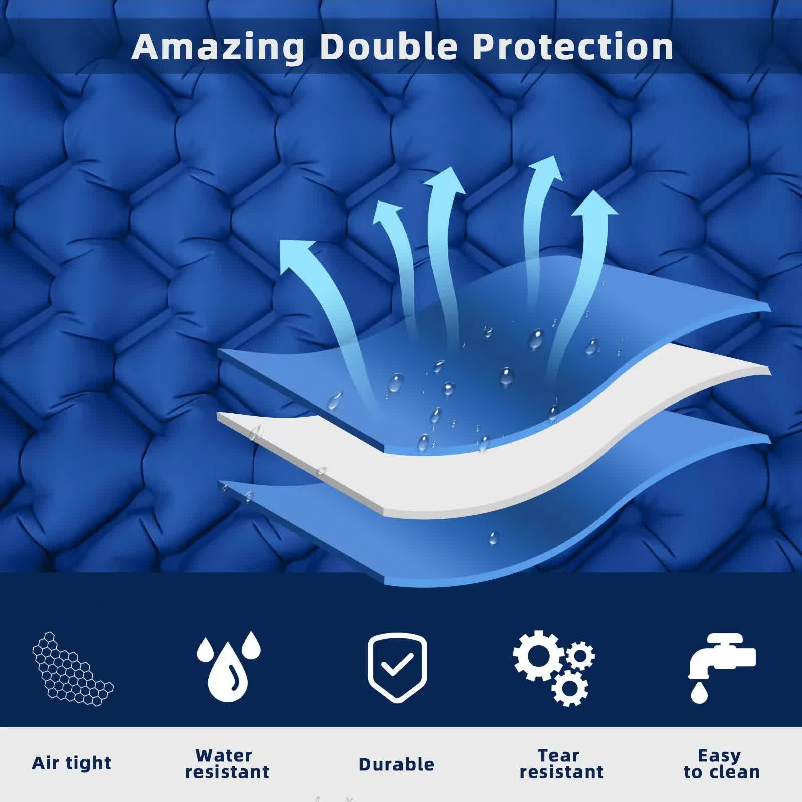 Peacock blue Portable Outdoor Inflatable Mat - Foot-Operated Camping Sleeping Pad V888-ELOSUNG18326
