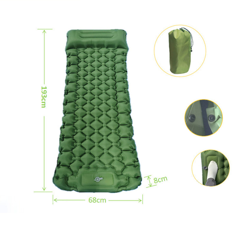 Orange Portable Outdoor Inflatable Mat - Foot-Operated Camping Sleeping Pad V888-ELOSUNG18327