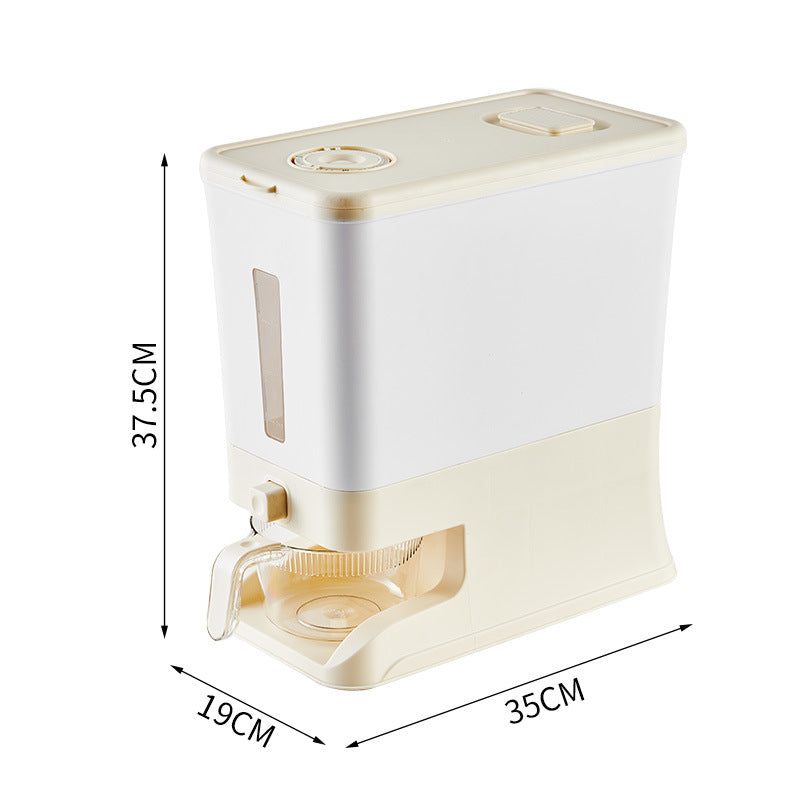 Regular Cream White Smart Kitchen Rice Dispenser - Automatic Press-Style Rice Storage Bin V888-ELOSUNG18343