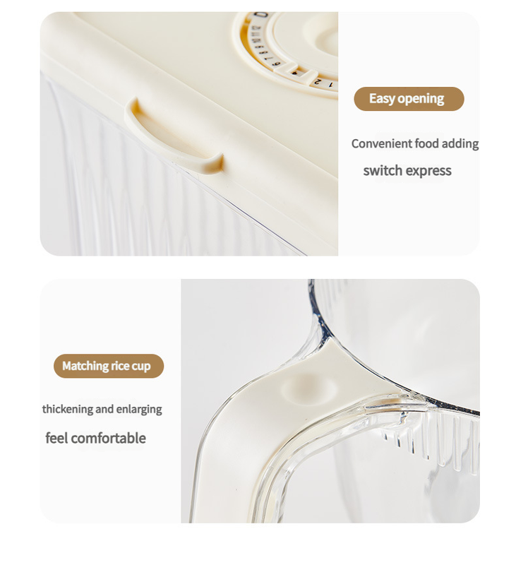 Regular Cream White Smart Kitchen Rice Dispenser - Automatic Press-Style Rice Storage Bin V888-ELOSUNG18343