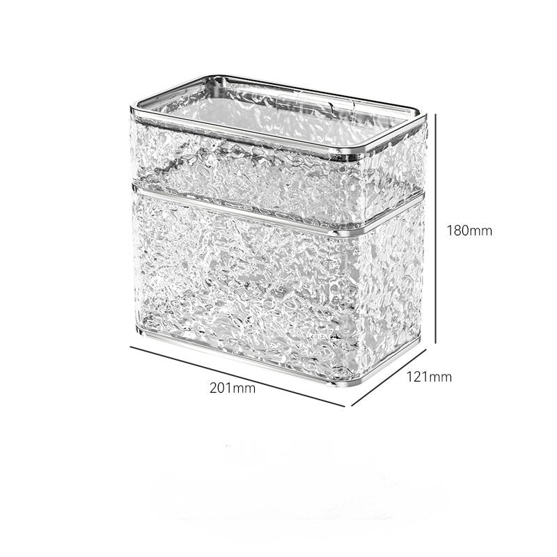 2PCS Stylish Double-Layer Transparent Wave-Textured Tissue Box Holder - Stylish Bathroom Storage V888-ELOSUNG18353