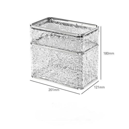 2PCS Stylish Double-Layer Transparent Wave-Textured Tissue Box Holder - Stylish Bathroom Storage V888-ELOSUNG18353