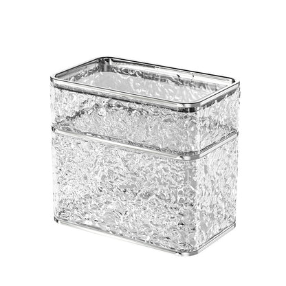 2PCS Stylish Double-Layer Transparent Wave-Textured Tissue Box Holder - Stylish Bathroom Storage V888-ELOSUNG18353