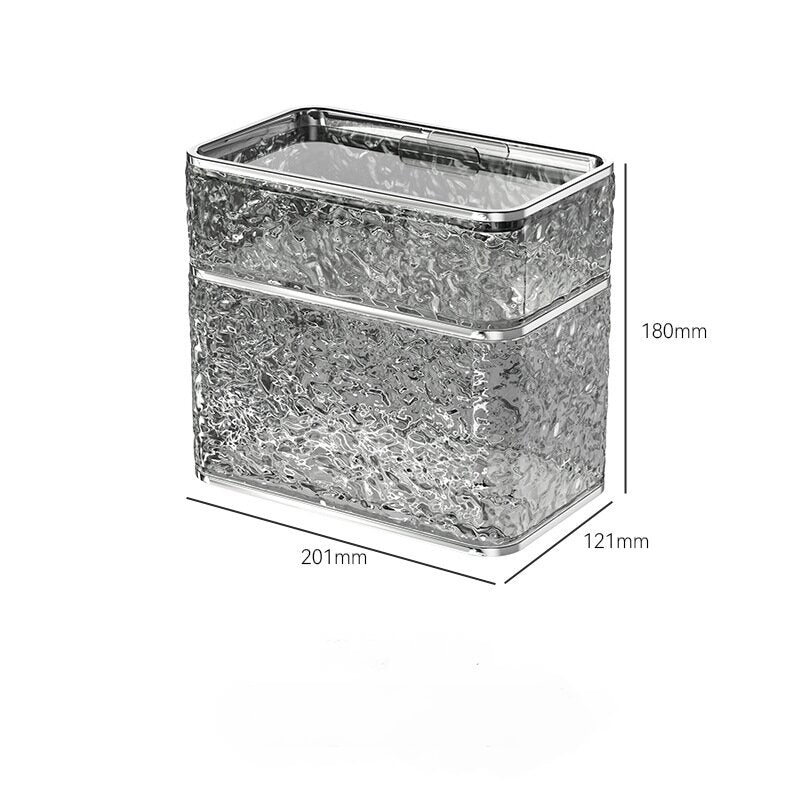 2PCS Stylish Double-Layer Transparent Grey Wave-Textured Tissue Box Holder - Stylish Bathroom Storage V888-ELOSUNG18354