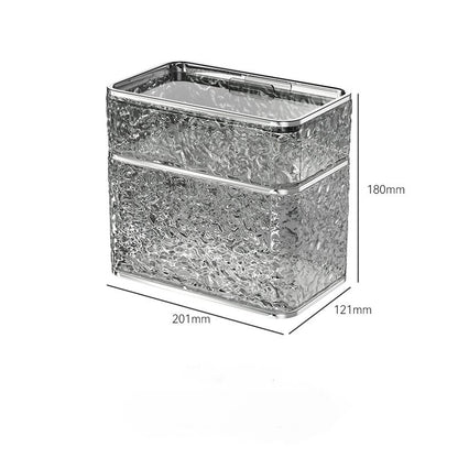2PCS Stylish Double-Layer Transparent Grey Wave-Textured Tissue Box Holder - Stylish Bathroom Storage V888-ELOSUNG18354