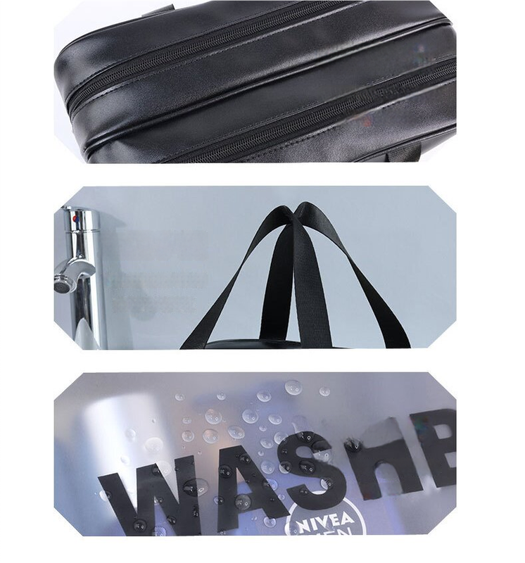 2PCS Dual-Layer Transparent PU Cosmetic Pouch - Wet and Dry Separation, Large size(31*15*20cm)- milk apricot V888-ELOSUNG18355