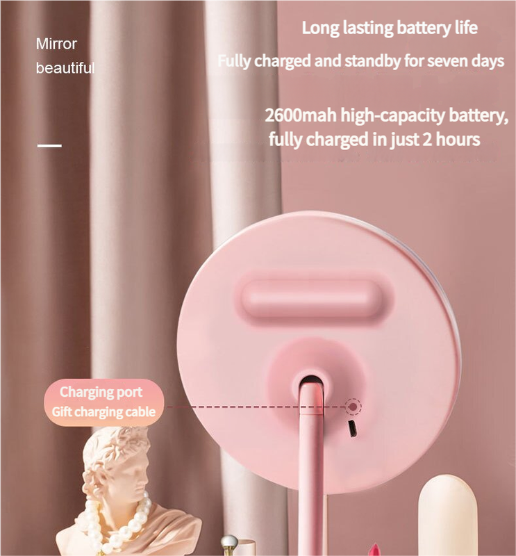 3PCS LED Makeup Mirror with Lights - Portable Tabletop Vanity Mirror, INS Style, Pink V888-ELOSUNG18365