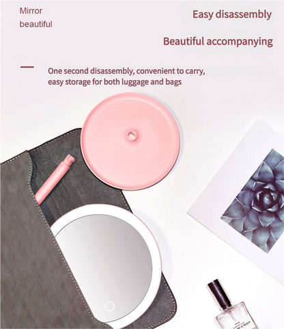 3PCS LED Makeup Mirror with Lights - Portable Tabletop Vanity Mirror, INS Style, Pink V888-ELOSUNG18365