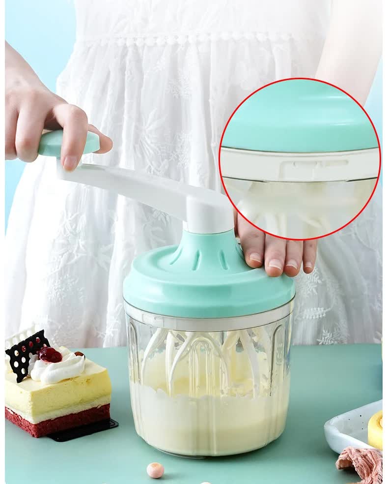 Manual Rotary Egg Beater & Cream Whisk 1200ml - Hand Crank Kitchen Mixer for Baking - Durable ABS Material V888-ELOSUNG18367