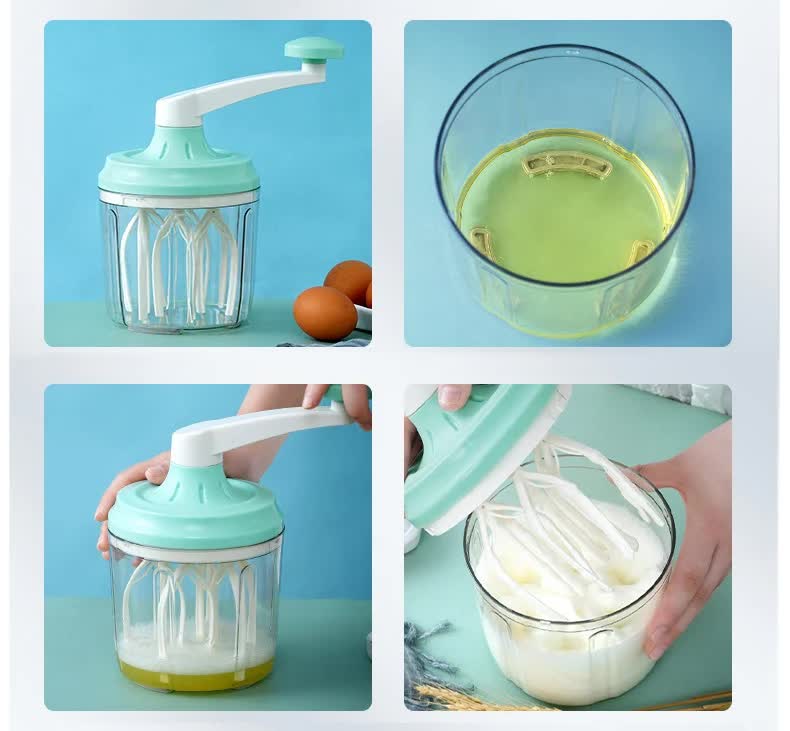 Manual Rotary Egg Beater & Cream Whisk 1200ml - Hand Crank Kitchen Mixer for Baking - Durable ABS Material V888-ELOSUNG18367