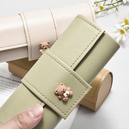3 PCS Cute Bear PU Leather Glasses Case Large Capacity - Portable Protective Sunglasses Holder for Big Frames V888-ELOSUNG18368