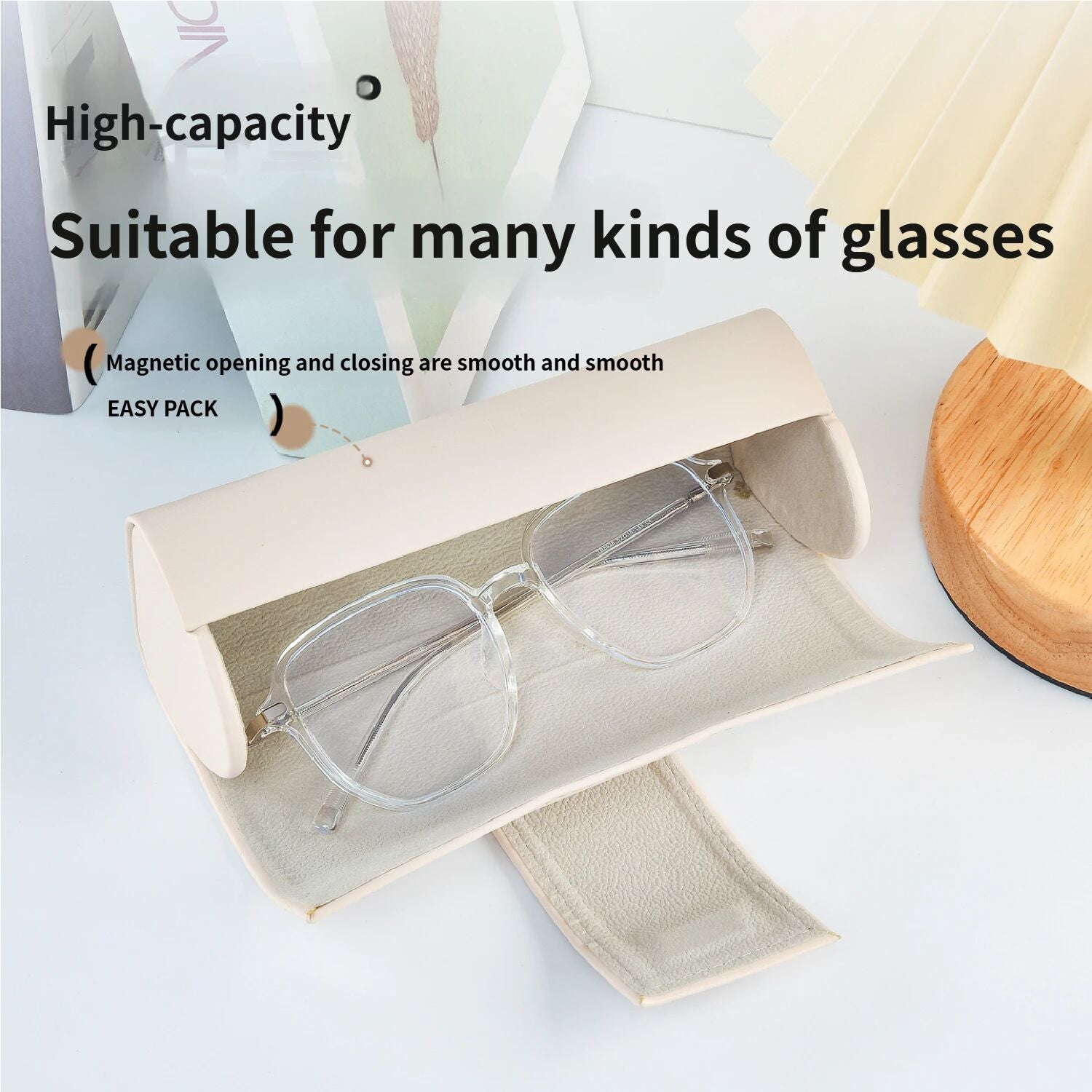 3 PCS Cute Bear PU Leather Glasses Case Large Capacity - Portable Protective Sunglasses Holder for Big Frames V888-ELOSUNG18370