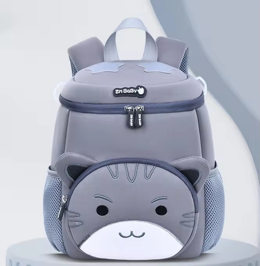 Grey Cat Cute Animal Kids Backpack - Lightweight Toddler School Bag - Soft 3D Cartoon Daypack for V888-ELOSUNG18374