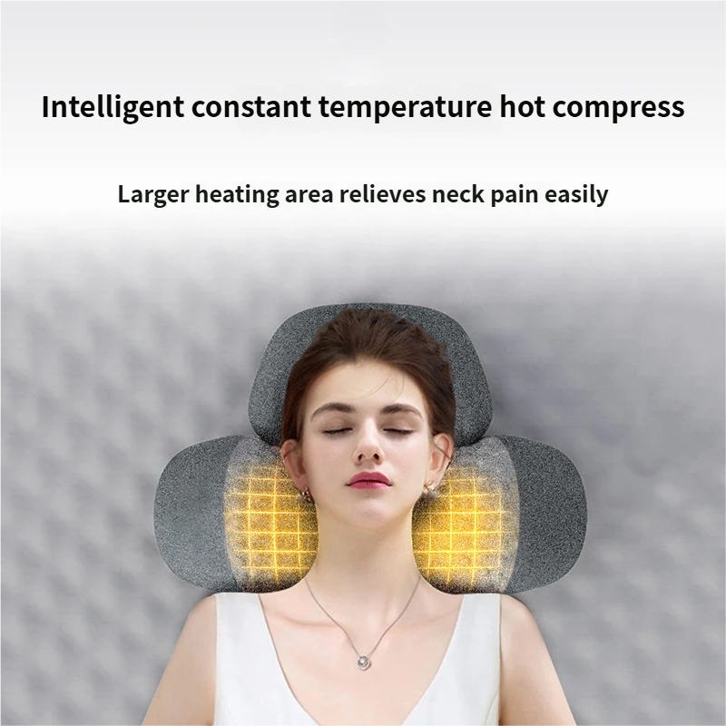 USB-Powered Memory Foam Neck Pillow, Electric Cervical Neck Massage Pillow with 15-Minute Timer - Ergonomic V888-ELOSUNG18382