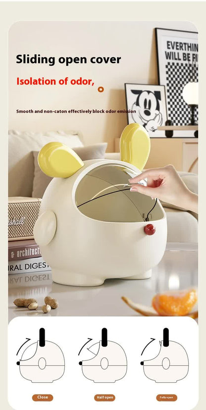2PCS Black-Eared Cute Puppy Desktop Bin with Lid - Mini Trash Can & Storage Organiser - Kawaii Office Decor V888-ELOSUNG18383