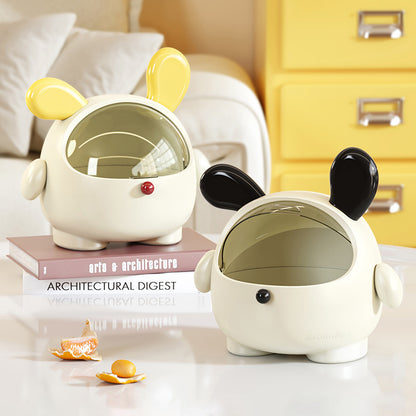 2PCS Black-Eared Cute Puppy Desktop Bin with Lid - Mini Trash Can & Storage Organiser - Kawaii Office Decor V888-ELOSUNG18383