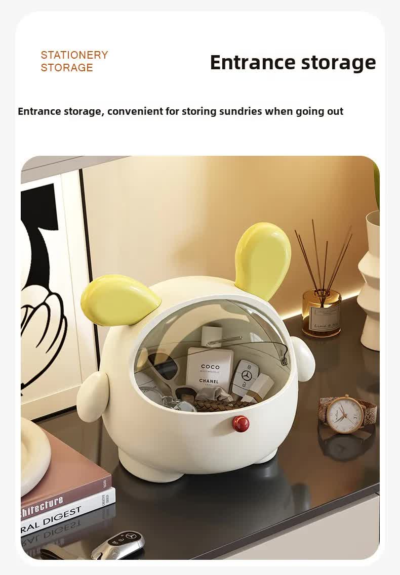 2PCS Black-Eared Cute Puppy Desktop Bin with Lid - Mini Trash Can & Storage Organiser - Kawaii Office Decor V888-ELOSUNG18383