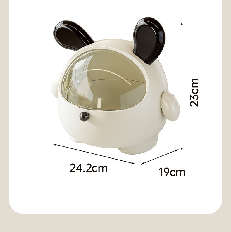 2PCS Black-Eared Cute Puppy Desktop Bin with Lid - Mini Trash Can & Storage Organiser - Kawaii Office Decor V888-ELOSUNG18383