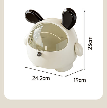 2PCS Black-Eared Cute Puppy Desktop Bin with Lid - Mini Trash Can & Storage Organiser - Kawaii Office Decor V888-ELOSUNG18383