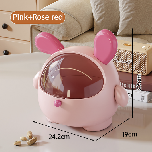 2PCS Pink + Rose red -Cute Puppy Desktop Bin with Lid - Mini Trash Can & Storage Organiser - Kawaii Office V888-ELOSUNG18385