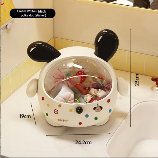 2PCS Black-Eared with polka dot sticker Cute Puppy Desktop Bin with Lid - Mini Trash Can & Storage Organiser V888-ELOSUNG18386