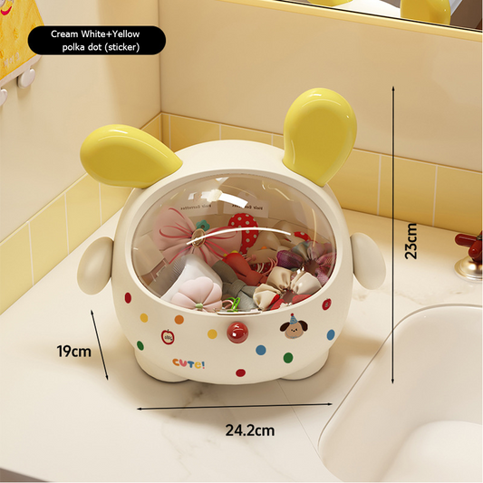 2PCS Yellow-Eared with polka dot Cute Puppy Desktop Bin with Lid - Mini Trash Can & Storage Organiser - V888-ELOSUNG18387
