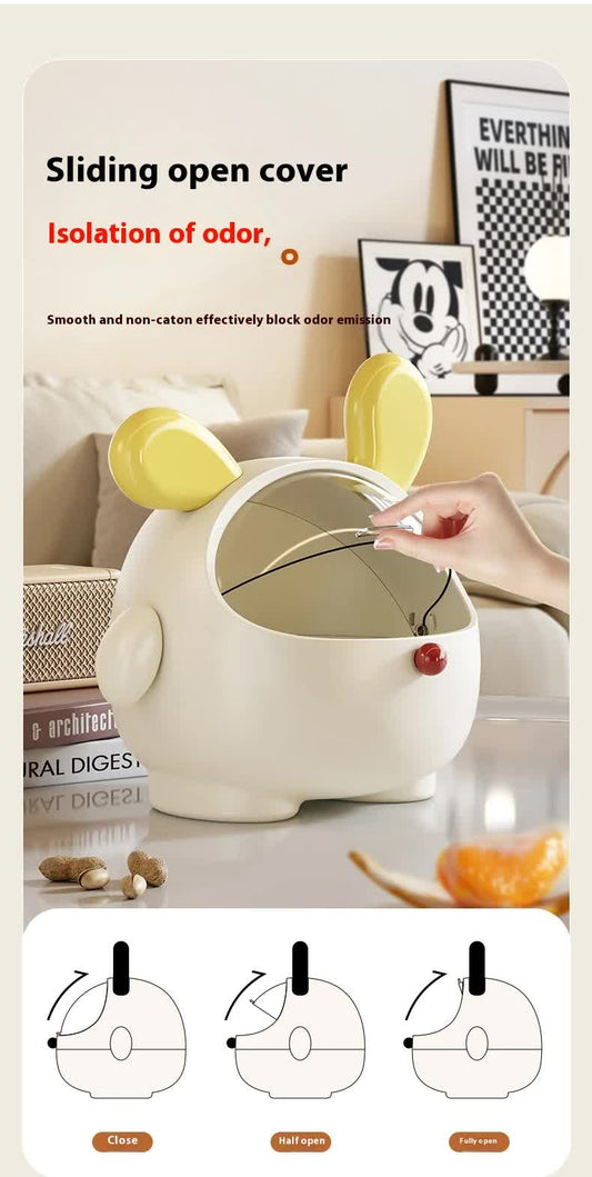 2PCS Yellow-Eared with polka dot Cute Puppy Desktop Bin with Lid - Mini Trash Can & Storage Organiser - V888-ELOSUNG18387