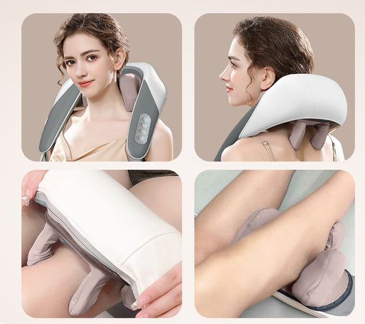 Grey Portable Shiatsu Neck and Shoulder Massager with Heat | Rechargeable 2000mAh Battery V888-ELOSUNG18389