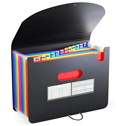 2 PCS A4 Expanding File Folder with Rainbow Interior - 13 Pockets Portable Document Organizer, Accordion V888-ELOSUNG18396