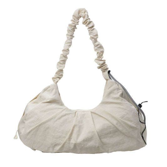 Beige Large Capacity Ruched Travel Duffel Bag - Stylish Yoga Mat Storage Shoulder Bag - Lightweight Gym V888-ELOSUNG18409