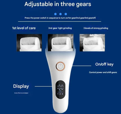Black Professional Electric Foot Callus Remover - Rechargeable Pedicure Tool with 3 Adjustable Speeds, Smart V888-ELOSUNG18418