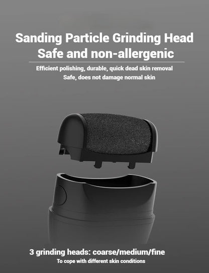 Black Professional Electric Foot Callus Remover - Rechargeable Pedicure Tool with 3 Adjustable Speeds, Smart V888-ELOSUNG18418