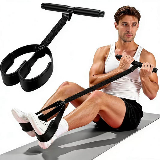 Black Multifunctional Pedal Resistance Band - Home Fitness Sit-up Assistant with Foot Pedals and Elastic Pull V888-ELOSUNG18425
