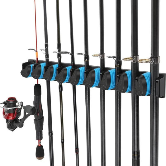 2 Sets Vertical Wall Mounted Fishing Rod Rack - 9-Slot Fishing Pole Holder for Garage, Professional V888-ELOSUNG18427