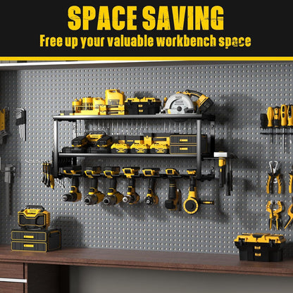 Heavy Duty Power Tool Organizer Wall Mount - 3-Tier Garage Storage Rack with Drill Holder, Screwdriver and V888-ELOSUNG18460
