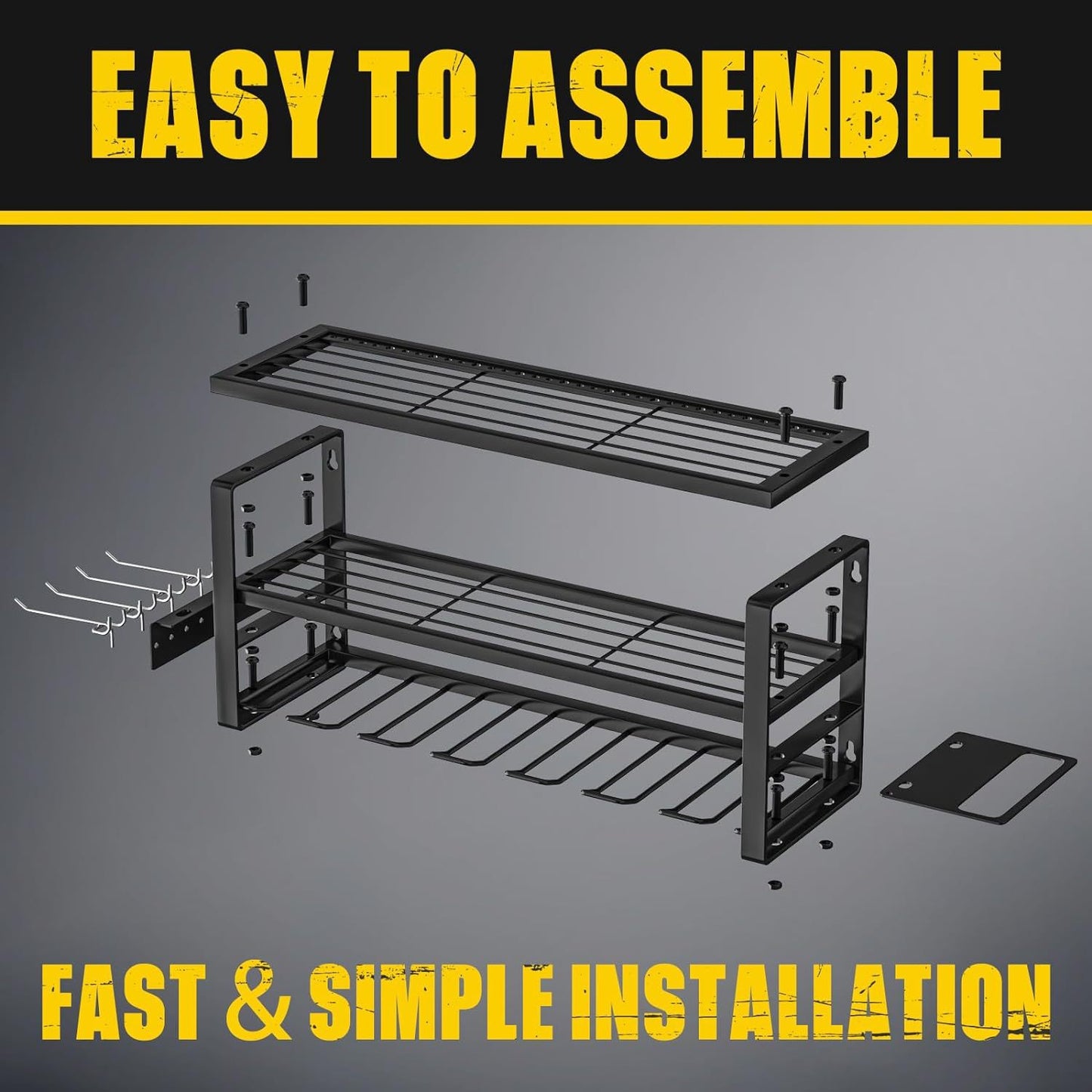 Heavy Duty Power Tool Organizer Wall Mount - 3-Tier Garage Storage Rack with Drill Holder, Screwdriver and V888-ELOSUNG18460