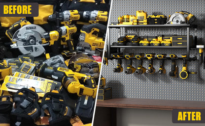Heavy Duty Power Tool Organizer Wall Mount - 3-Tier Garage Storage Rack with Drill Holder, Screwdriver and V888-ELOSUNG18460