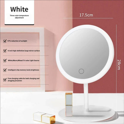 3PCS LED Makeup Mirror with Lights - Portable Tabletop Vanity Mirror, INS Style, White V888-ELOSUNG18463