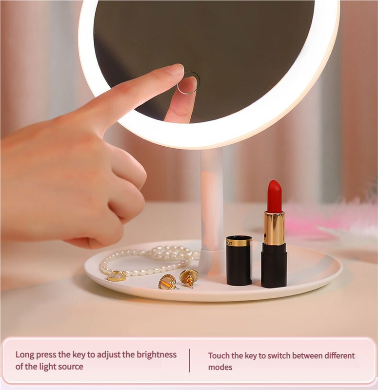 3PCS LED Makeup Mirror with Lights - Portable Tabletop Vanity Mirror, INS Style, White V888-ELOSUNG18463