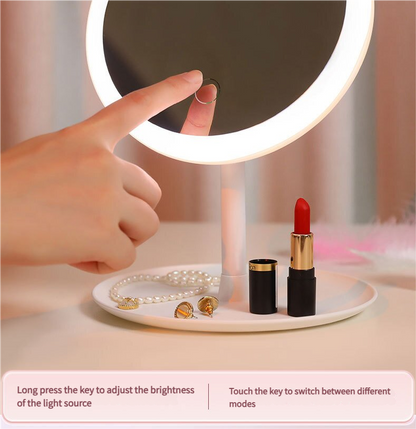 3PCS LED Makeup Mirror with Lights - Portable Tabletop Vanity Mirror, INS Style, White V888-ELOSUNG18463