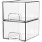 2-Pack Stackable PET Clear Makeup Organizer Drawers - Multi-Purpose Desktop Storage Case for Cosmetics, V888-ELOSUNG18469