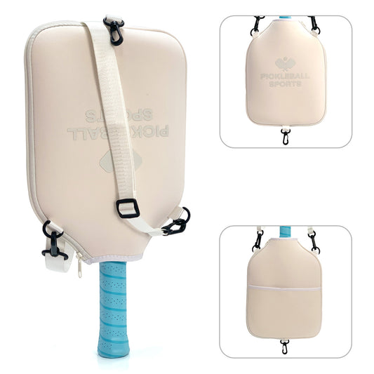 SA04 Beige Neoprene Pickleball Paddle Cover (racket not included) - Protective Crossbody Bag with Adjustable V888-ELOSUNG18483