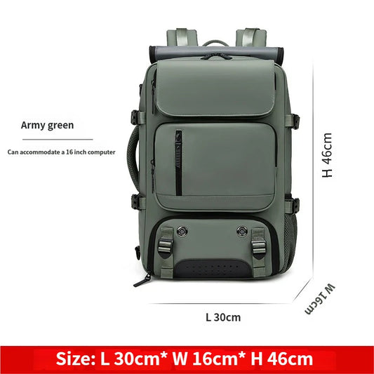 Army Green Large Capacity 16-Inch Laptop Travel Backpack - Anti-Theft Professional Business Bag with Spring V888-ELOSUNG18484