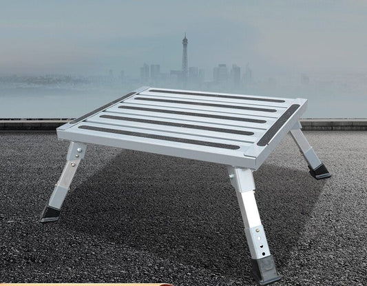 Heavy Duty Aluminum Folding Step Stool - Portable RV Platform and Work Bench with Non-Slip Surface - V888-ELOSUNG18492