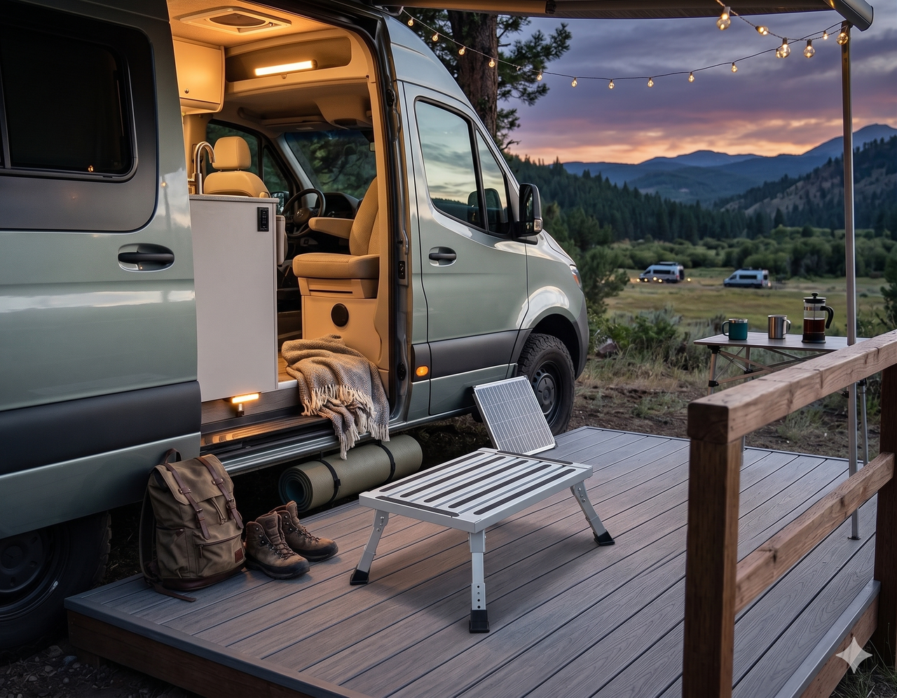 Heavy Duty Aluminum Folding Step Stool - Portable RV Platform and Work Bench with Non-Slip Surface - V888-ELOSUNG18492