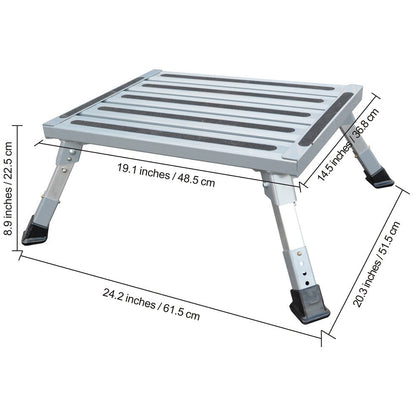 Heavy Duty Aluminum Folding Step Stool - Portable RV Platform and Work Bench with Non-Slip Surface - V888-ELOSUNG18492